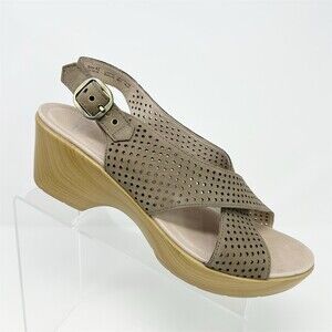Dansko Slingback Wedge Sandals Size EU 42 Taupe Perforated Summer Dressy
